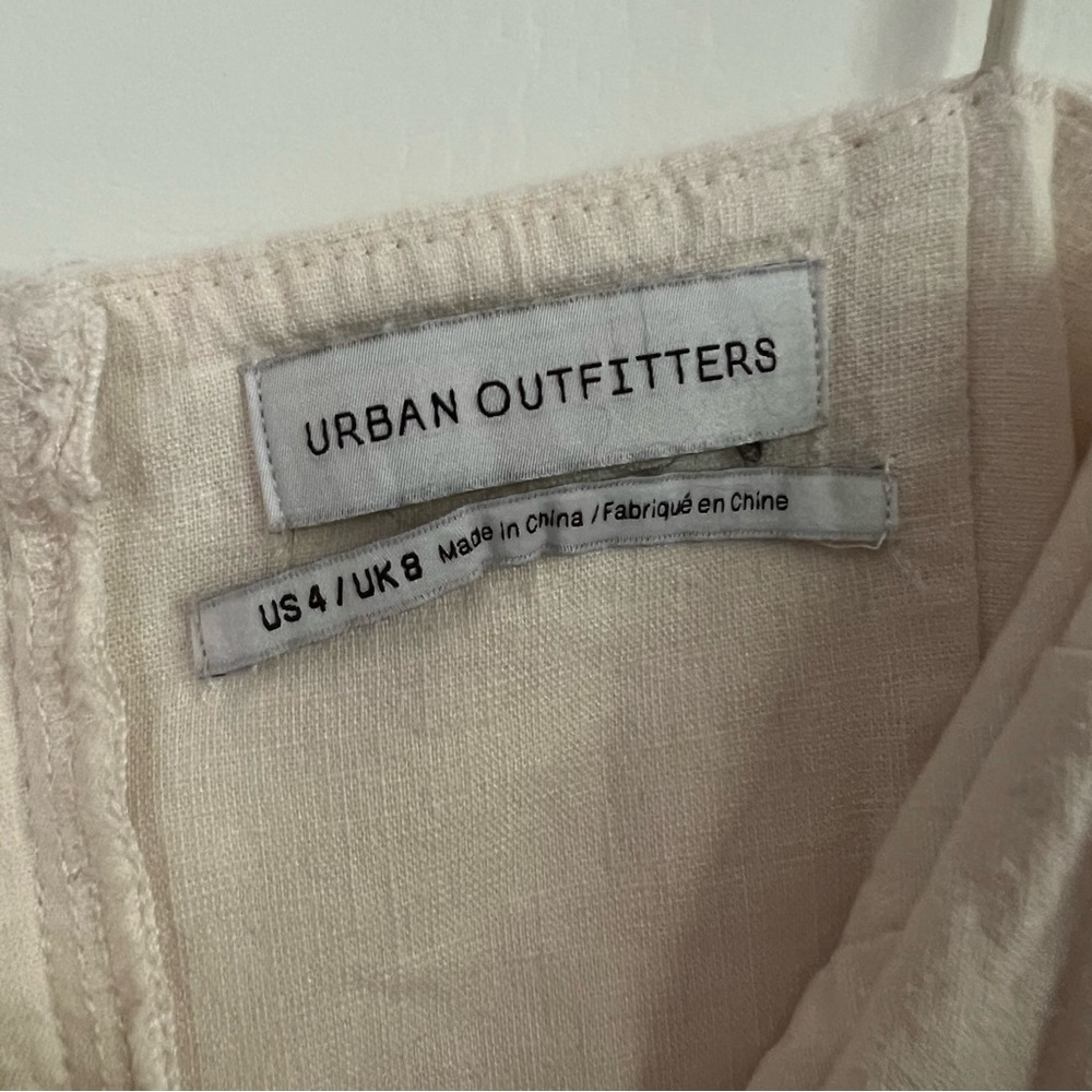 Urban Outfitters Colette Off White Cream Beige Linen Mini Dress - Picture 8 of 9